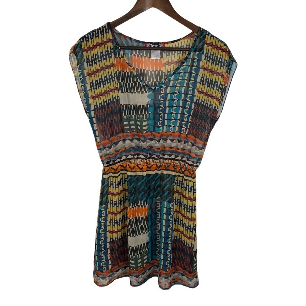Trixxi Sheer Patchwork Dress/Swim Cover Up